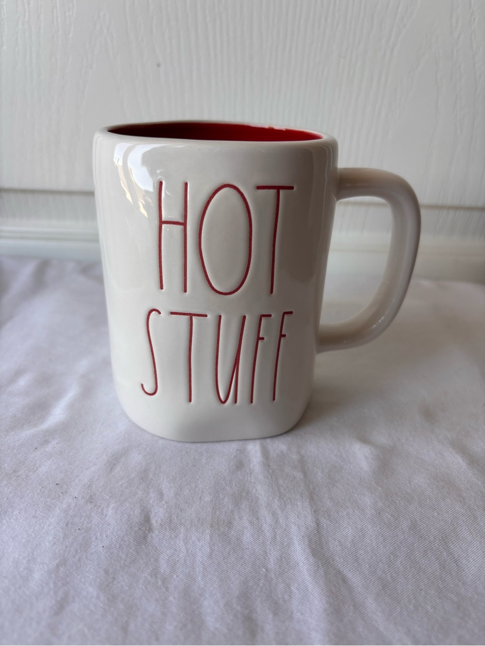Rae Dunn Hot Stuff Mug Red inside